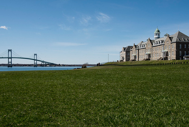 U.S. Naval War College with Pell Bridge in the background.