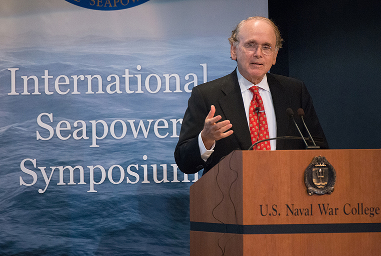 Daniel Yergin, author, global energy expert and Pulitzer Prize winner for “The Prize: The Epic Quest for Oil, Money and Power,” provides remarks during the Chief of Naval Operations’ 21st International Seapower Symposium (ISS) at U.S. Naval War College in Newport, Rhode Island.