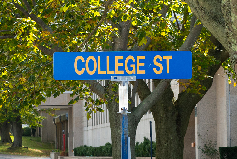 Street sign, College Street, at the U.S. Naval War College