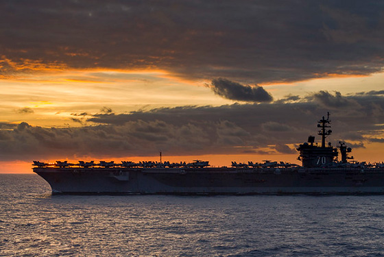 The Nimitz-class aircraft carrier USS Carl Vinson (CVN 70) transits the South China Sea.