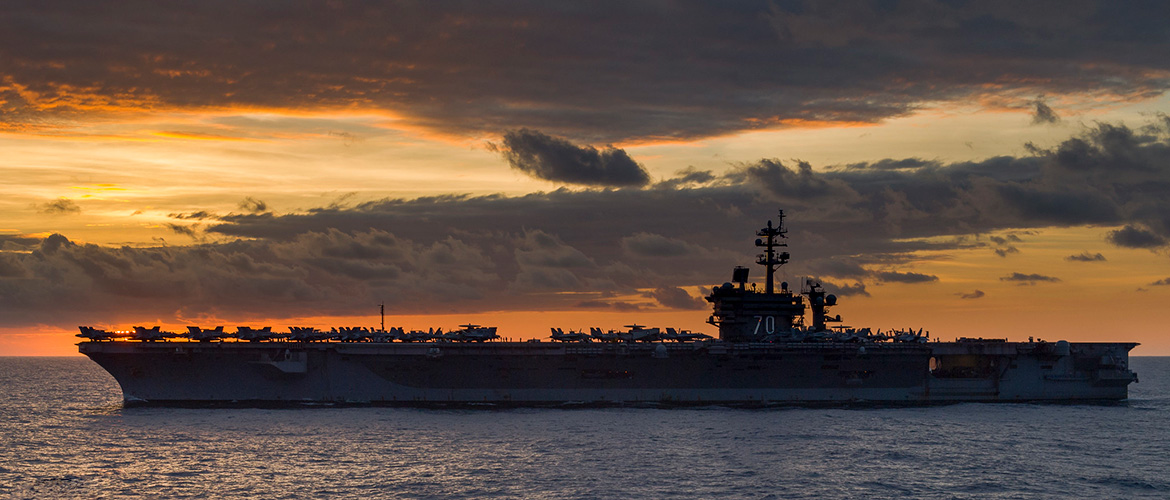 The Nimitz-class aircraft carrier USS Carl Vinson (CVN 70) transits the South China Sea.