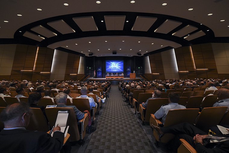 Students, staff and faculty assigned to U.S. Naval War College (NWC) listen to a panel discussion during the 68th annual Current Strategy Forum at U.S. Naval War College (NWC) in Newport, Rhode Island.