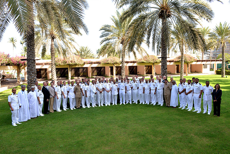 Attendees of U.S. Naval War College’s (NWC) 15th Regional Alumni Symposium pose for a group photo in the Omani capital of Muscat. 