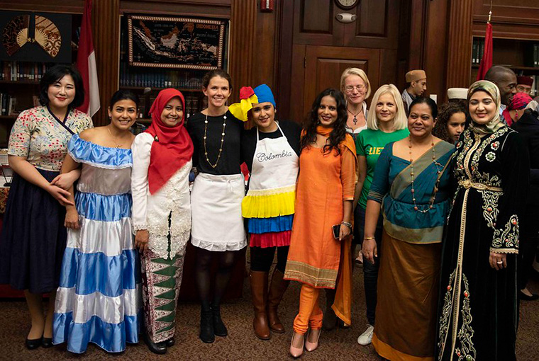 International U.S. Naval War College students at the international cuisine night.