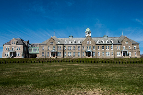 U.S. Naval War College’s Luce Hall on Coasters Harbor Island in Newport, Rhode Island.