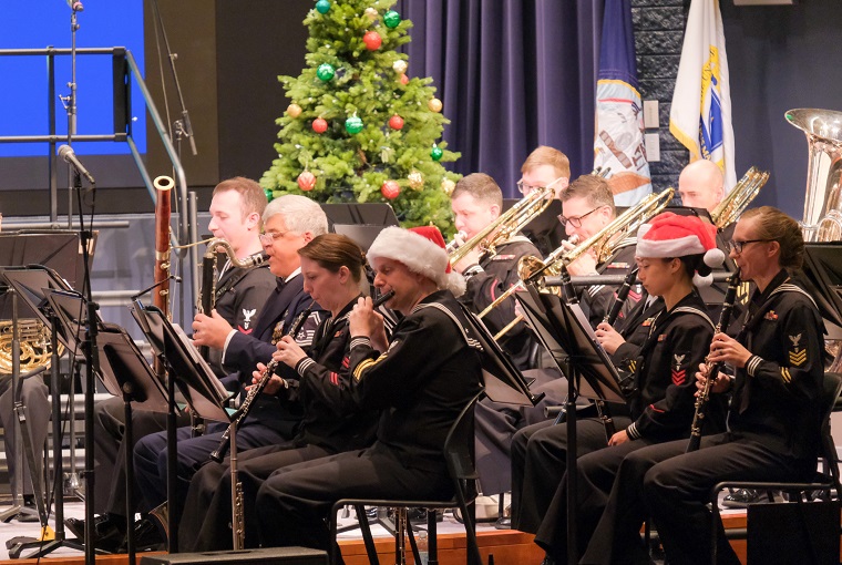 Navy Band Northeast performed in a holiday concert at the U.S. Naval War College’s Spruance Auditorium, Dec. 11.