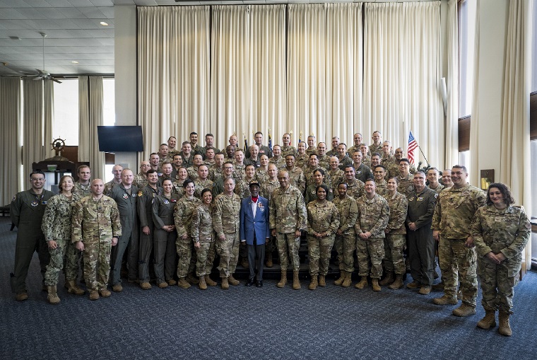 General Charles Q. Brown, Chief of Staff of the Air Force (CSAF), and Brig. E. “Woody” Woodhouse, one of the last surviving Tuskegee Airmen, visited faculty, staff, and students at the U.S. Naval War College (NWC), April 4.