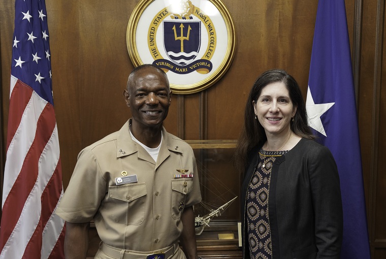U.S. Naval War College (NWC) President Rear Adm. Darryl Walker met with Department of the Navy (DON) Principal Cyber Advisor (PCA) Ms. Anne Marie Schumann during her visit to the college’s Newport, RI campus, Aug. 29. U.S. Naval War College (NWC) President Rear Adm. Darryl Walker met with Department of the Navy (DON) Principal Cyber Advisor (PCA) Ms. Anne Marie Schumann during her visit to the college’s Newport, RI campus, Aug. 29.