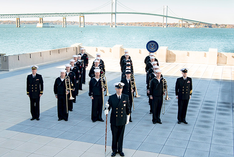 Ceremonial Band with Newport Pell Bridge in background