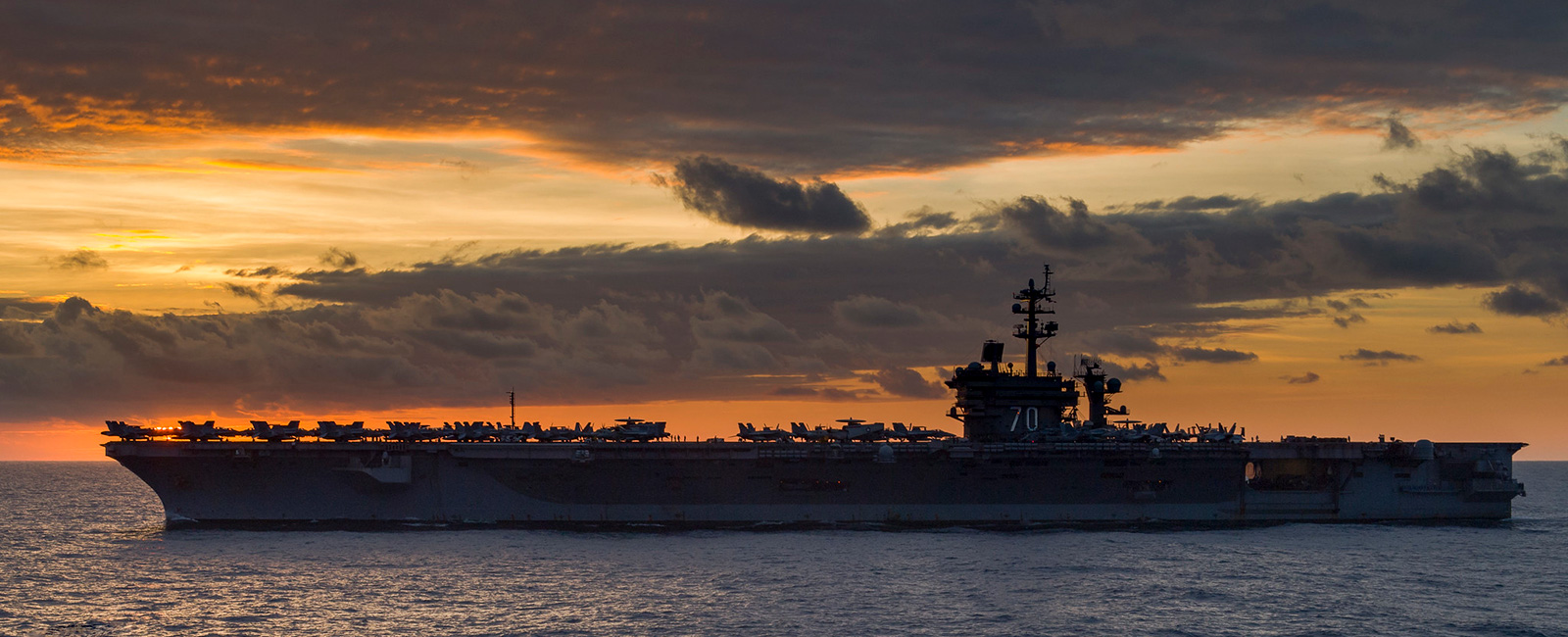 The Nimitz-class aircraft carrier USS Carl Vinson (CVN 70) transits the South China Sea. 