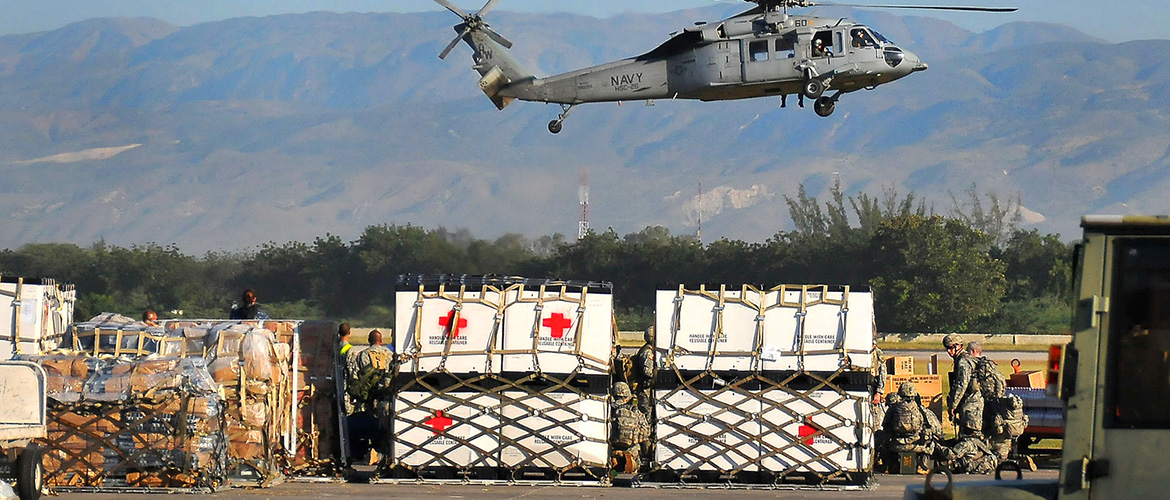 Navy helicopters with medical supplies