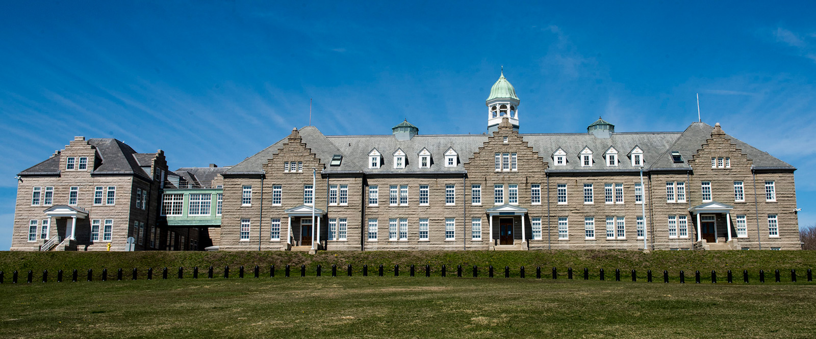 U.S. Naval War College’s Luce Hall on Coasters Harbor Island in Newport, Rhode Island. 